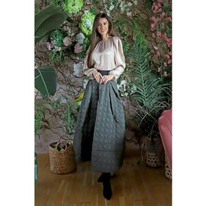 Fusta midi cu model matlasat Udine imagine