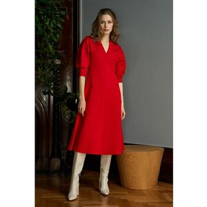 Rochie midi cu decolteu in V Scarlet imagine