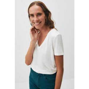 Tricou din amestec de modal cu decolteu in V imagine