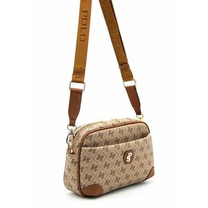Geanta crossbody de piele ecologica cu imprimeu logo - Maro scortisoara imagine