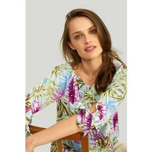 Bluza cu imprimeu tropical si decupaje pe maneci imagine