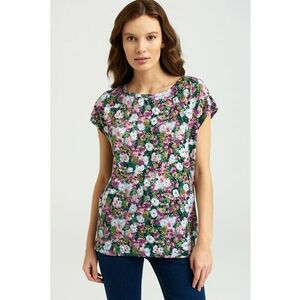 Tricou cu decolteu rotund si imprimeu floral imagine
