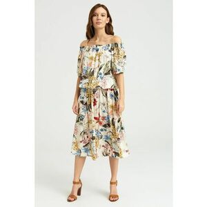 Bluza cu imprimeu floral si decolteu pe umeri imagine