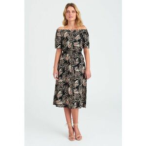 Rochie midi cu model si decolteu pe umeri imagine