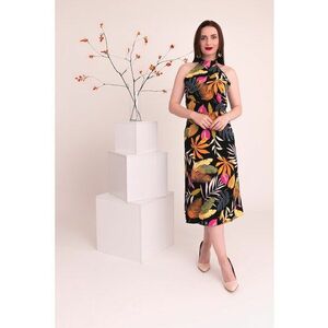 Rochie midi cu imprimeu tropical Mia imagine