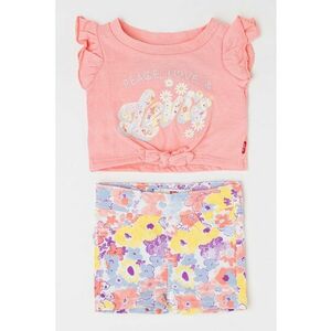 Set de tricou cu imprimeu si blugi scurti imagine