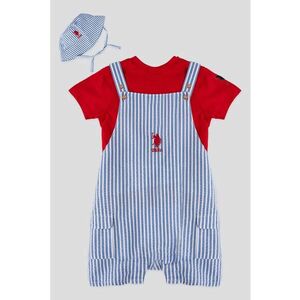 Set de palarie - salopeta si tricou din amestec de bumbac - 3 piese imagine