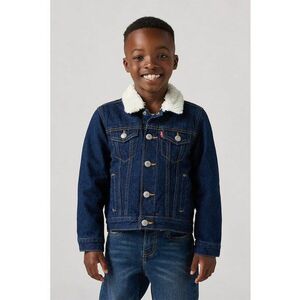 Jacheta din denim cu guler din material teddy imagine