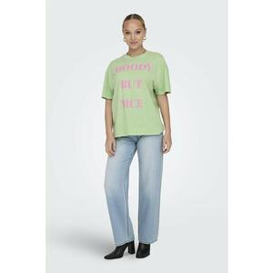 Tricou cu text si maneci cazute Rilly imagine