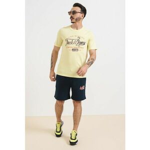 Tricou cu decolteu la baza gatului si imprimeu logo imagine