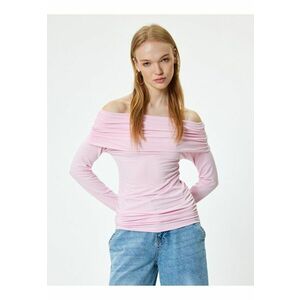 Bluza cu model uni si decolteu pe umeri imagine