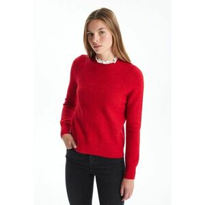 Pulover cu model uni si guler cu volane imagine