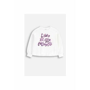 Bluzon cu imprimeu text - Alb imagine