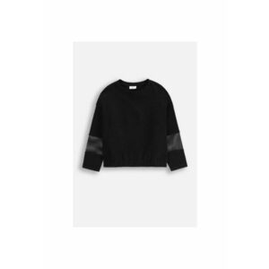 Bluza cu segmente din plasa - Negru imagine