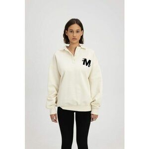 Bluza polo cu maneci lungi si monograma - Alb unt - imagine