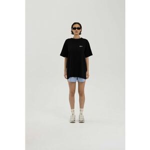Tricou supradimensionat cu detaliu logo pe piept - Negru imagine