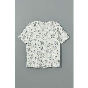 Tricou cu decolteu in V si model floral imagine