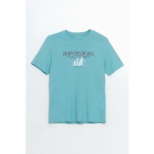 Tricou cu decolteu la baza gatului si imprimeu text imagine