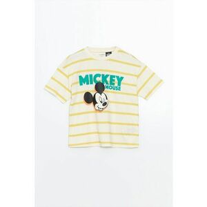 Tricou cu model in dungi si imprimeu cu Mickey Mouse imagine