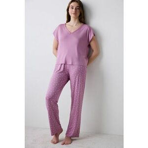 Pijama uni cu decolteu in V imagine