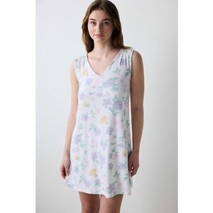 Camasa de noapte cu decolteu in V si imprimeu floral imagine