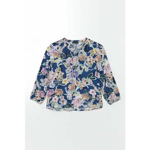Bluza cu model floral si snururi laterale imagine