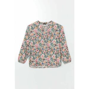 Bluza cu model floral si snururi laterale imagine