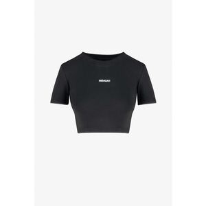 Tricou crop din amestec de bumbac organic Signature - Negru imagine