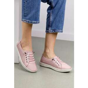 Pantofi dama casual roz din piele perforata pe laterale imagine