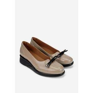 Pantofi dama din piele lacuita taupe imagine
