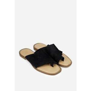 Sandale stil papuc dama din piele intoarsa neagra imagine