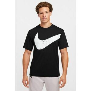 Tricou barbati cu decolteu la baza gatului cu imprimeu cu logo - Negru imagine