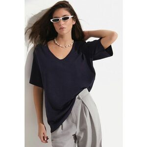 Tricou din bumbac cu decolteu in V imagine