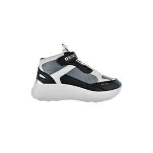 Pantofi sport din piele ecologica cu talpa wedge si segment cu inchidere velcro imagine