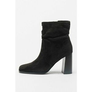 Botine de piele intoarsa sinteca cu varf patrat imagine
