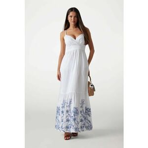 Rochie maxi cu model floral si decolteu sweetheart imagine