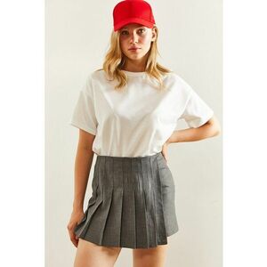 Fusta-pantalon uni cu pliuri imagine