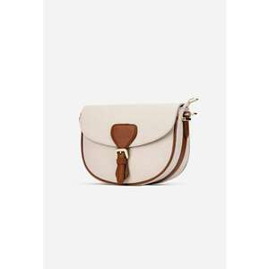 Geanta dama crossbody bej deschis cu maro din piele texturata imagine