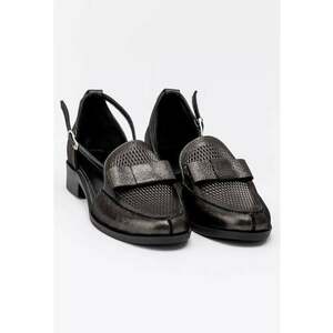Pantofi dama gri inchis din piele naturala imagine