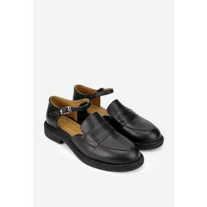 Pantofi dama din piele naturala neagra cu decupaje laterale imagine