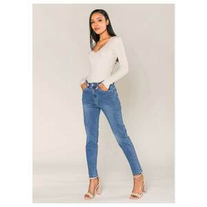 Blugi dama mom fit albastru inchis P189-5 M7 17156 imagine