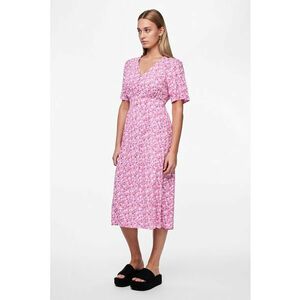 Rochie midi cu croiala in A si model floral imagine