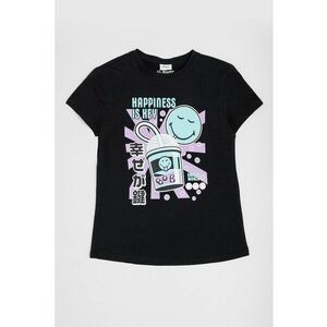 Tricou cu decolteu la baza gatului si imprimeu grafic imagine