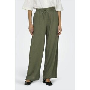 Pantaloni din amestec de in cu croiala ampla si snur imagine