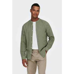 Camasa slim fit din amestec de in cu guler Mao imagine