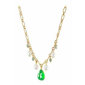 Colier placat cu aur de 18K cu zirconia - Auriu - Alb murdar imagine