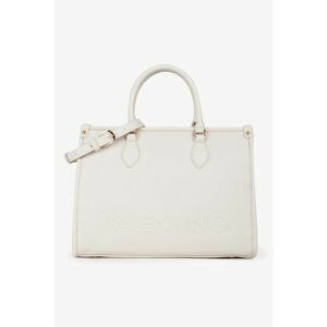 Geanta shopper din piele ecologica cu logo in relief - Alb imagine