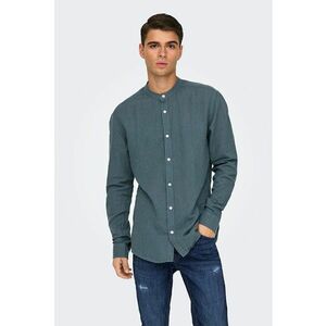 Camasa slim fit din amestec de in cu guler Mao imagine