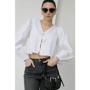 Bluza crop lejera cu maneci bufante imagine