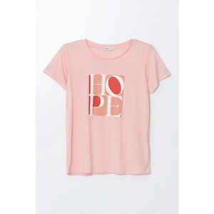 Tricou cu decolteu la baza gatului si imprimeu text imagine